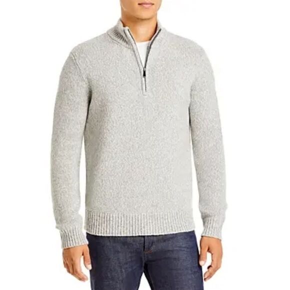Bloomingdale’s Men’s Store Merino Wool Quarter Zip Sweater March Arctic Gray XXL - Picture 1 of 8